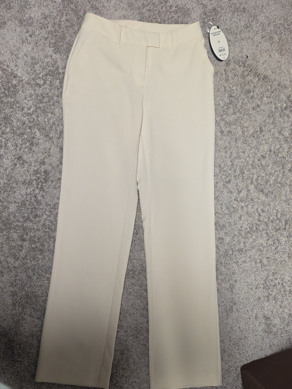 Women's Cream Straight-Leg Work Trousers